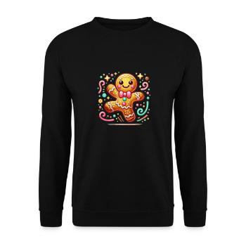 Gingerbread Man Biscuits de Noël en pain d’épice - Sweat-shirt Unisexe - noir - Devant - Alina (178cm) & Michal (187cm)