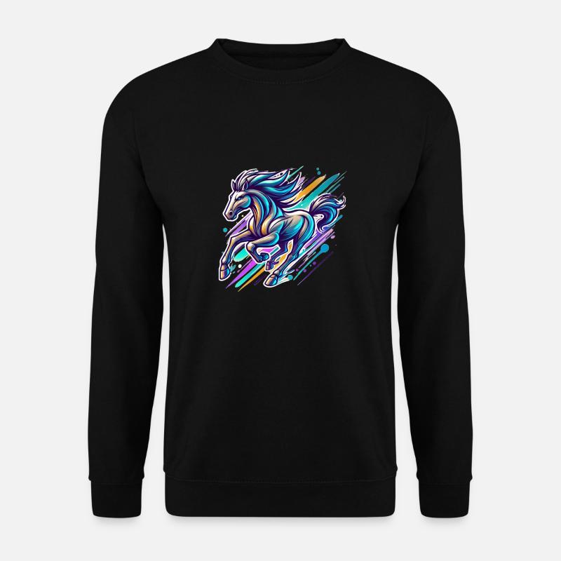 rennendes Pferd Reiten - Unisex Pullover - Schwarz