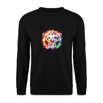 Entspannter Typ - Unisex Pullover - Schwarz - Vorne - Alina (178cm) & Michal (187cm)