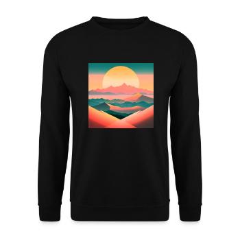 Sunrise over a stylized mountain landscape - Unisex Sweatshirt - black - Front - Alina (178cm) & Michal (187cm)