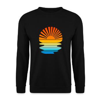 Retro sunset with waves - Unisex Sweatshirt - black - Front - Alina (178cm) & Michal (187cm)