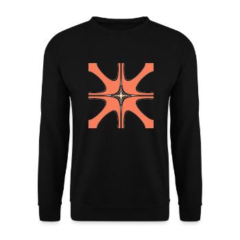 Abstrakte mit ein weißen Muster in der Mitte - Unisex Pullover - Schwarz - Vorne - Alina (178cm) & Michal (187cm)