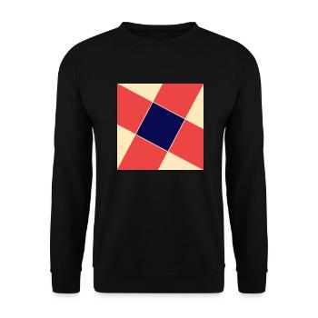 Mehre Vierecke mit verschiedenen Farben - Unisex Pullover - Schwarz - Vorne - Alina (178cm) & Michal (187cm)