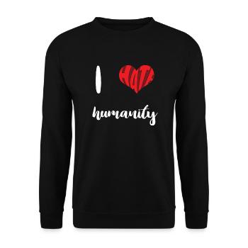 Hass Menschlichkeit Stopp Hass Anti Hass - Unisex Pullover - Schwarz - Vorne - Alina (178cm) & Michal (187cm)