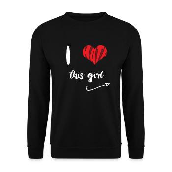 Hasse dieses Mädchen Stopp Hass Anti Hass - Unisex Pullover - Schwarz - Vorne - Alina (178cm) & Michal (187cm)