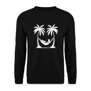 Hammock leisure under palm trees by the sea - Unisex Sweatshirt - black - Front - Alina (178cm) & Michal (187cm)