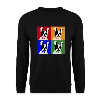 Französiche Bulldogge Kunst Motiv - Unisex Pullover - Schwarz - Vorne - Alina (178cm) & Michal (187cm)
