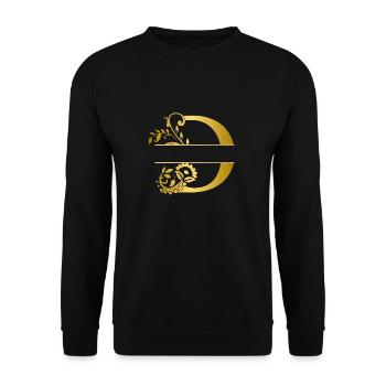 Personalized floral gold letter D - gift idea - Unisex Sweatshirt - black - Front - Alina (178cm) & Michal (187cm)