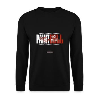 Bleiben Sie ruhig und spielen Sie Paintball, Streetwear-Edition - Unisex Pullover - Schwarz - Vorne - Alina (178cm) & Michal (187cm)
