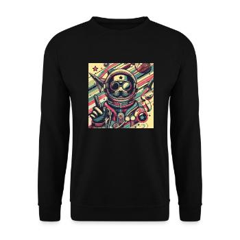 Retro Space Traveler - Unisex Sweatshirt - black - Front - Alina (178cm) & Michal (187cm)