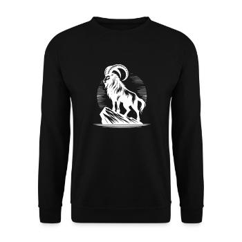 Grim Capricorn with Huge Horns - Unisex Sweatshirt - black - Front - Alina (178cm) & Michal (187cm)