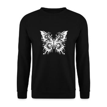 Encres Papillon Exotique Style de Tatouage - Sweat-shirt Unisexe - noir - Devant - Alina (178cm) & Michal (187cm)