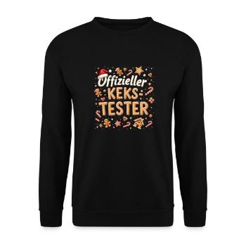Offizieller Kekstester Weihnachten Lebkuchen - Unisex Pullover - Schwarz - Vorne - Alina (178cm) & Michal (187cm)