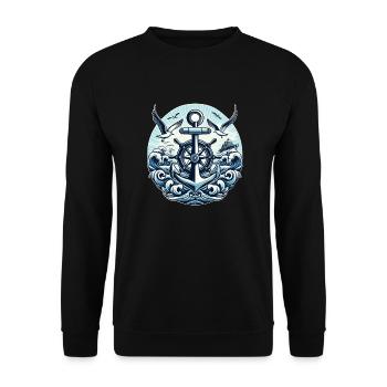 Logo du volant d’ancrage - Sweat-shirt Unisexe - noir - Devant - Alina (178cm) & Michal (187cm)