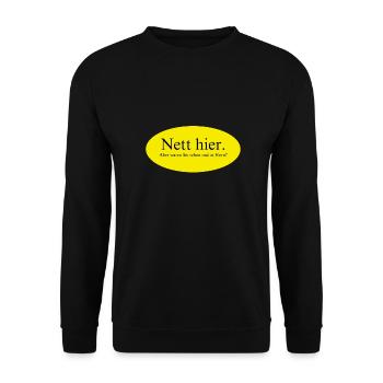 Nett hier, aber waren Sie schon mal in Horn? - Unisex Pullover - Schwarz - Vorne - Alina (178cm) & Michal (187cm)