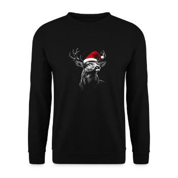 Christmas Deer - Unisex Sweatshirt - black - Front - Alina (178cm) & Michal (187cm)