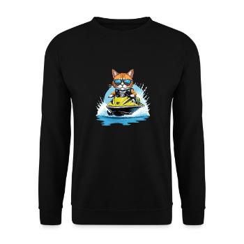 Cat Jet Ski Chat Drôle Drôle Cadeau - Sweat-shirt Unisexe - noir - Devant - Alina (178cm) & Michal (187cm)