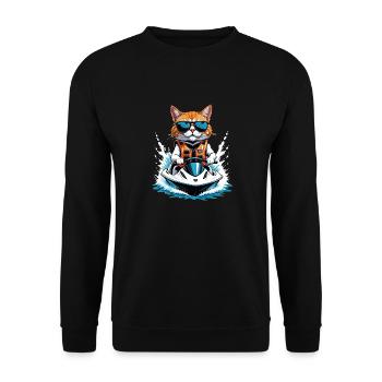 Cat Jet Ski Chat Drôle Drôle Cadeau - Sweat-shirt Unisexe - noir - Devant - Alina (178cm) & Michal (187cm)