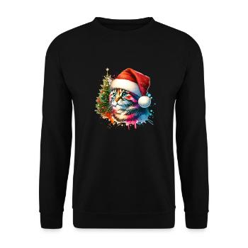 Chat mignon Noël - Sweat-shirt Unisexe - noir - Devant - Alina (178cm) & Michal (187cm)