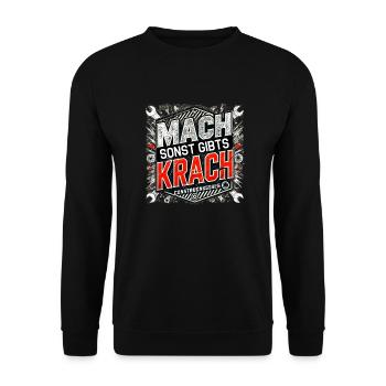 Mach sonst gibts Krach - Unisex Pullover - Schwarz - Vorne - Alina (178cm) & Michal (187cm)