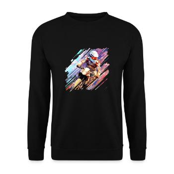 Motocross Racing Fast Speed Wettbewerb Zusammenfassung - Unisex Pullover - Schwarz - Vorne - Alina (178cm) & Michal (187cm)