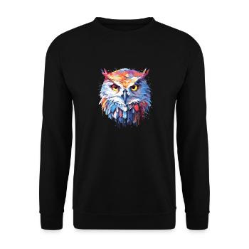 Eule Vogel Tier Natur Freiheit Tierwelt Abstrakt - Unisex Pullover - Schwarz - Vorne - Alina (178cm) & Michal (187cm)
