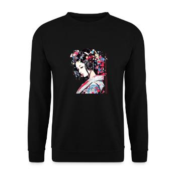 Japanese Woman Portrait Geisha Tradition Culture A - Unisex Sweatshirt - black - Front - Alina (178cm) & Michal (187cm)