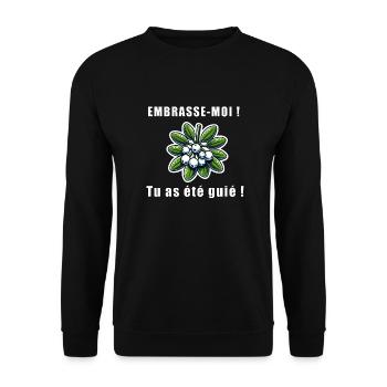 Embrasse-moi ! Tu as été guié !" Gui Noël - Sweat-shirt Unisexe - noir - Devant - Alina (178cm) & Michal (187cm)