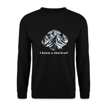 I know a shortcut! Mountains Hiking Extreme - Unisex Sweatshirt - black - Front - Alina (178cm) & Michal (187cm)