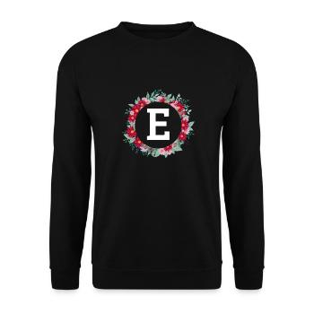 Letter e floral wreath - Unisex Sweatshirt - black - Front - Alina (178cm) & Michal (187cm)