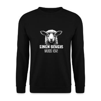 Einen Scheiß muss ich! Schaf - Unisex Pullover - Schwarz - Vorne - Alina (178cm) & Michal (187cm)