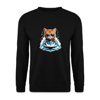 Cat Jet Ski Chat Drôle Drôle Cadeau - Sweat-shirt Unisexe - noir - Devant - Alina (178cm) & Michal (187cm)