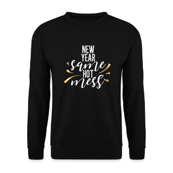 Nouvel An même désordre chaud - Conception amusante du réveillon du Nouvel An - Sweat-shirt Unisexe - noir - Devant - Alina (178cm) & Michal (187cm)