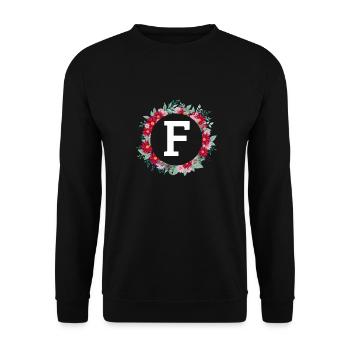 Buchstabe f Blumenkrone - Unisex Pullover - Schwarz - Vorne - Alina (178cm) & Michal (187cm)