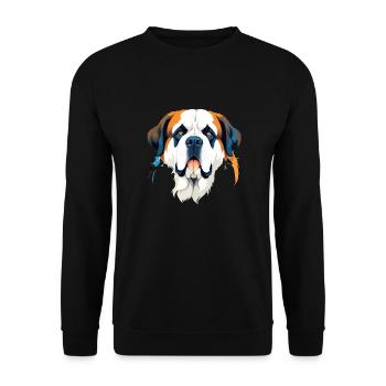 Bernhardiner Vektor Kunst Lebendige Illustration - Unisex Pullover - Schwarz - Vorne - Alina (178cm) & Michal (187cm)