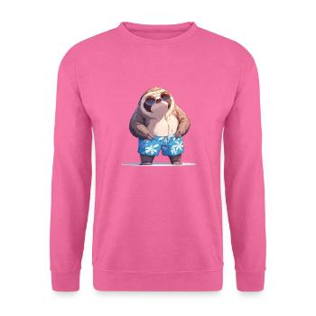 Entspanntes Faultier im Sommerlook - Unisex Pullover - Pink - Vorne