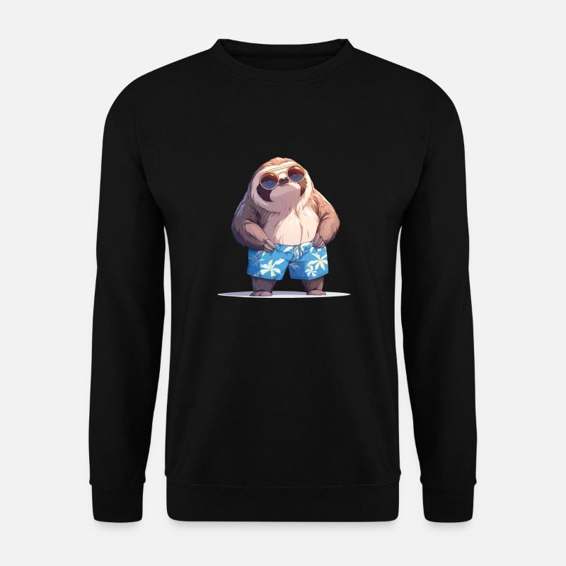 Entspanntes Faultier im Sommerlook - Unisex Pullover - Schwarz