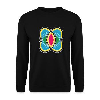Abstrakte mit verschiedenen Farben und Mustern - Unisex Pullover - Schwarz - Vorne - Alina (178cm) & Michal (187cm)