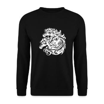 Chevaux orageux avec une crinière élégante dans le vent - Sweat-shirt Unisexe - noir - Devant - Alina (178cm) & Michal (187cm)