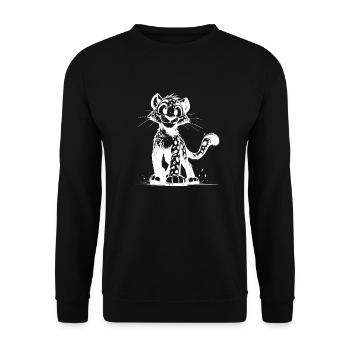 Funny kids leopard with big eyes - Unisex Sweatshirt - black - Front - Alina (178cm) & Michal (187cm)