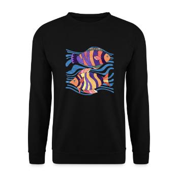 Poissons - Sweat-shirt Unisexe - noir - Devant - Alina (178cm) & Michal (187cm)