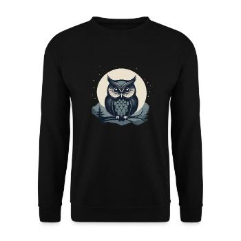 Stylized Owl - Unisex Sweatshirt - black - Front - Alina (178cm) & Michal (187cm)