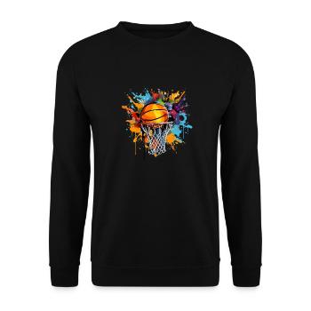 Panier de basket-ball coloré Pop Art - Sweat-shirt Unisexe - noir - Devant - Alina (178cm) & Michal (187cm)