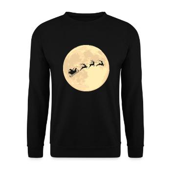 Reindeer Sleigh Santa Claus Christmas Gift - Unisex Sweatshirt - black - Front - Alina (178cm) & Michal (187cm)