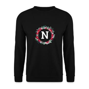 Letter n floral wreath - Unisex Sweatshirt - black - Front - Alina (178cm) & Michal (187cm)