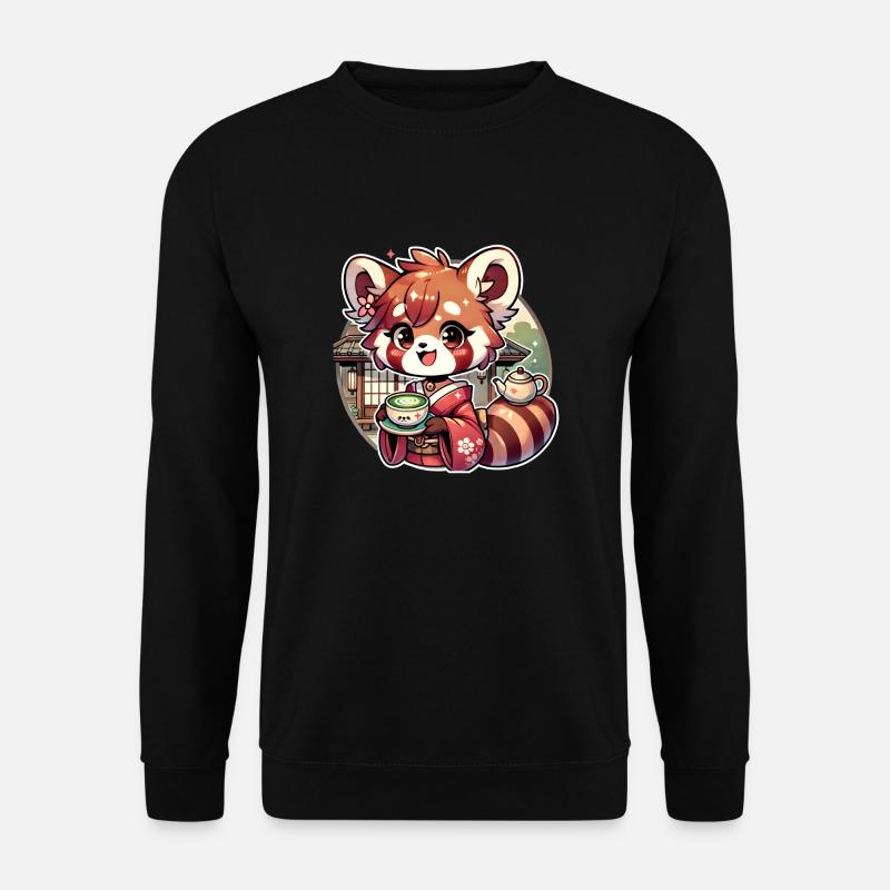 Roter Panda mit Matcha - Unisex Pullover - Schwarz