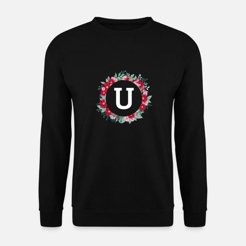 Buchstabe u Blumenkrone - Unisex Pullover - Schwarz