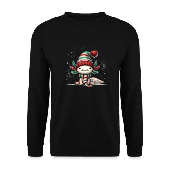 Axolotl lutin de Noël - Sweat-shirt Unisexe - noir - Devant - Alina (178cm) & Michal (187cm)