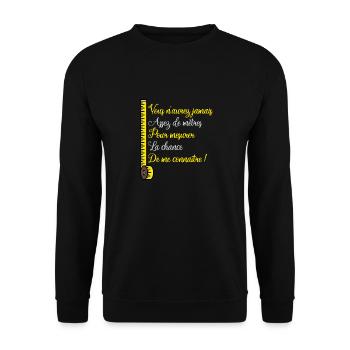 VOUS N'AUREZ JAMAIS ASSEZ DE MÈTRES POUR MESURER - Sweat-shirt Unisexe - noir - Devant - Alina (178cm) & Michal (187cm)