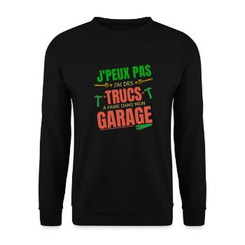 Je peux pas bricoleur Garage - Sweat-shirt Unisexe - noir - Devant - Alina (178cm) & Michal (187cm)